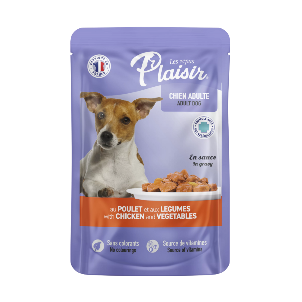 Plaisir Perro Adulto Alimento húmedo - Trocitos en salsa con pollo y verduras