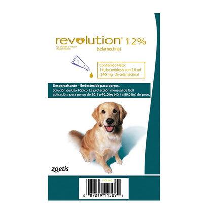 Desparasitante Interno y Externo Revolution Perro 12% 2,00 ml (20,1 a 40 Kg)