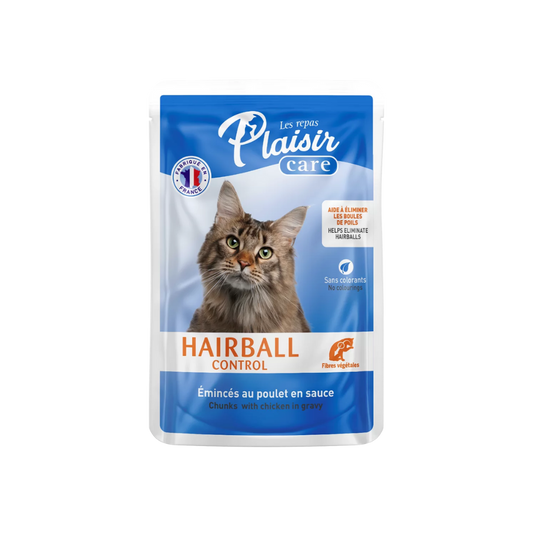 Plaisir Care Gato Adulto: Alimento húmedo hairball control - Trocitos con pollo en salsa