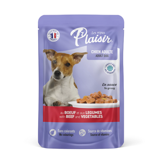 Plaisir Perro Adulto: Alimento húmedo - Trocitos con buey y verduras en salsa