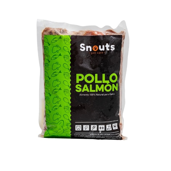 Dieta BARF pollo y salmón gatos